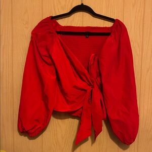Express Bold Red Tie-Front Blouse